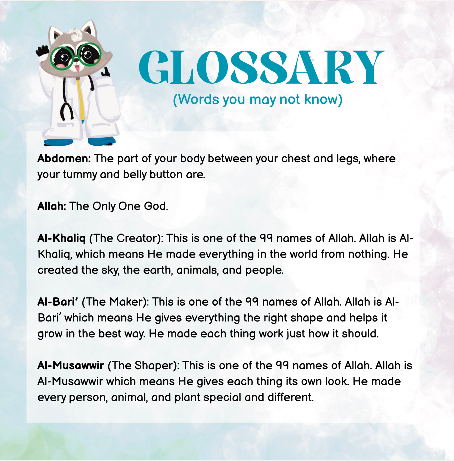 Can I Eat Your Nose? Learning How Allah Made Us